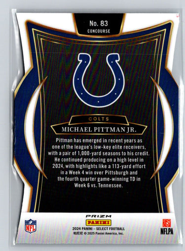 2024 Panini Select #83 Michael Pittman Jr. Silver Prizm Die Cut P31