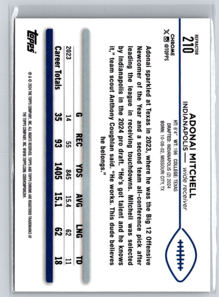 2024 Topps Chrome #210 Adonai Mitchell Refractor P31