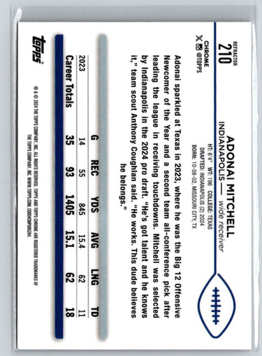 2024 Topps Chrome #210 Adonai Mitchell Refractor P31
