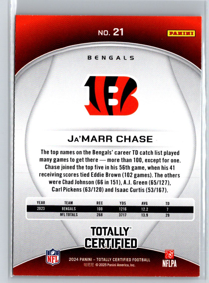 2024 Panini Totally Certified #21 Ja'Marr Chase Mirror P31