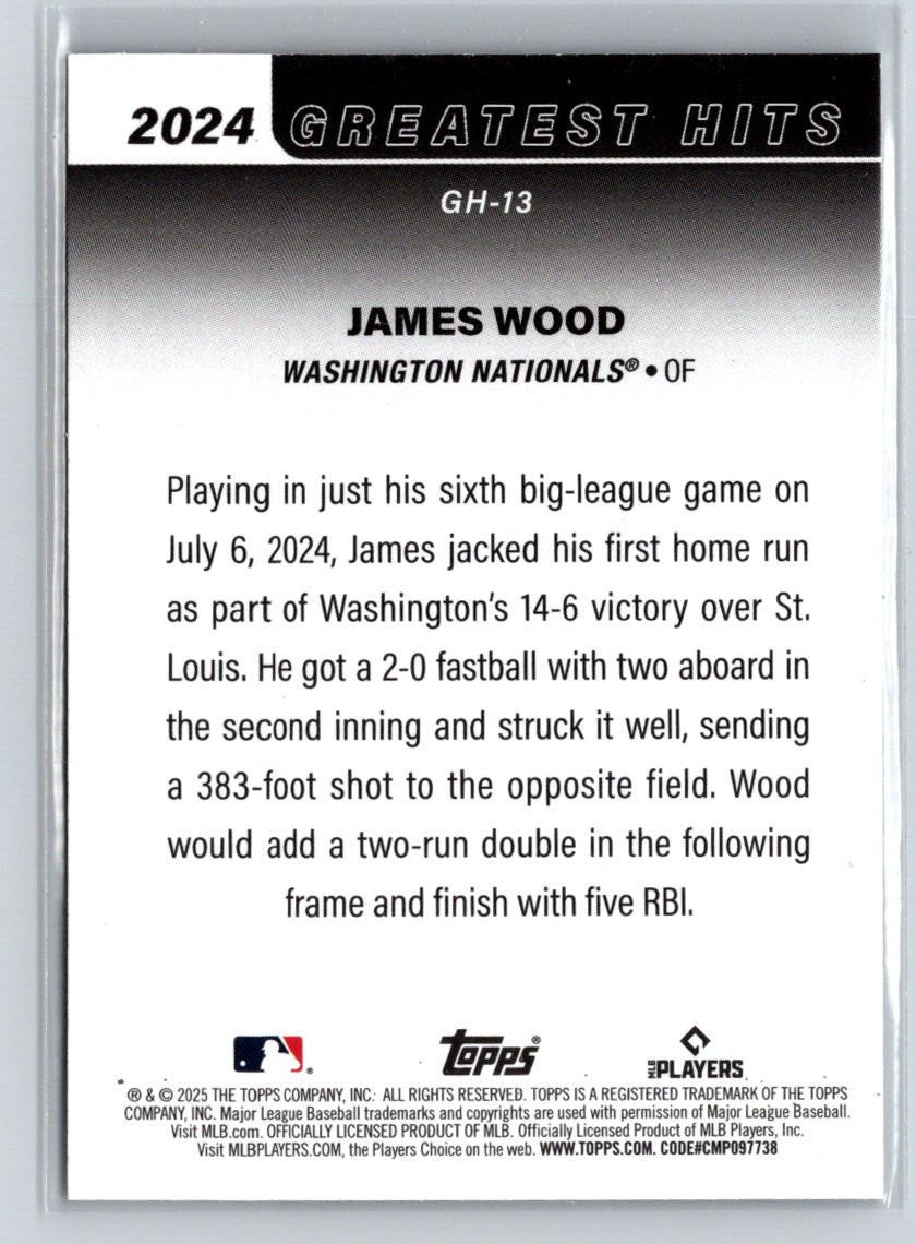 2025 Topps #GH-13 James Wood 2024 Greatest Hits P32