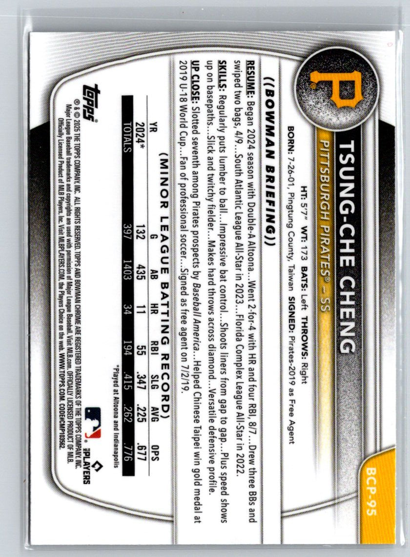 2025 Bowman #BCP-95 Tsung-Che Cheng Chrome Prospects Mojo Refractor P33