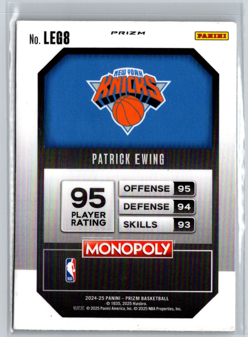 2024-25 Panini Prizm Monopoly #LEG8 Patrick Ewing Legends Ice Prizms P33