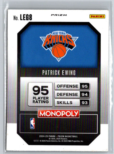 2024-25 Panini Prizm Monopoly #LEG8 Patrick Ewing Legends Ice Prizms P33