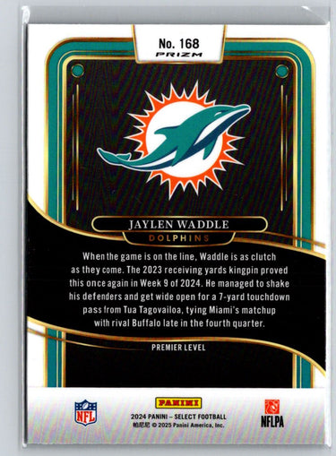 2024 Panini Select #168 Jaylen Waddle Black & Green Prizm Shock P34