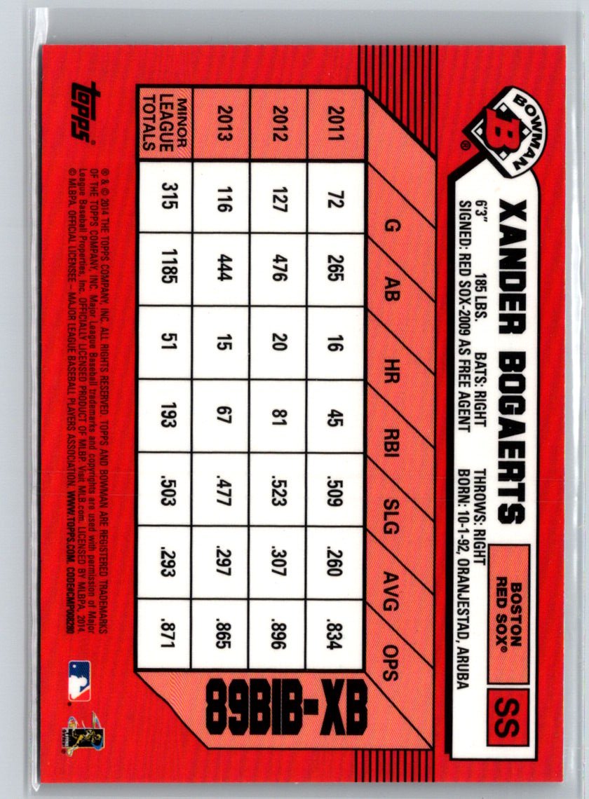 2014 Bowman #89BIB-XB Xander Bogaerts 1989 Bowman  Diamond Refractor P34