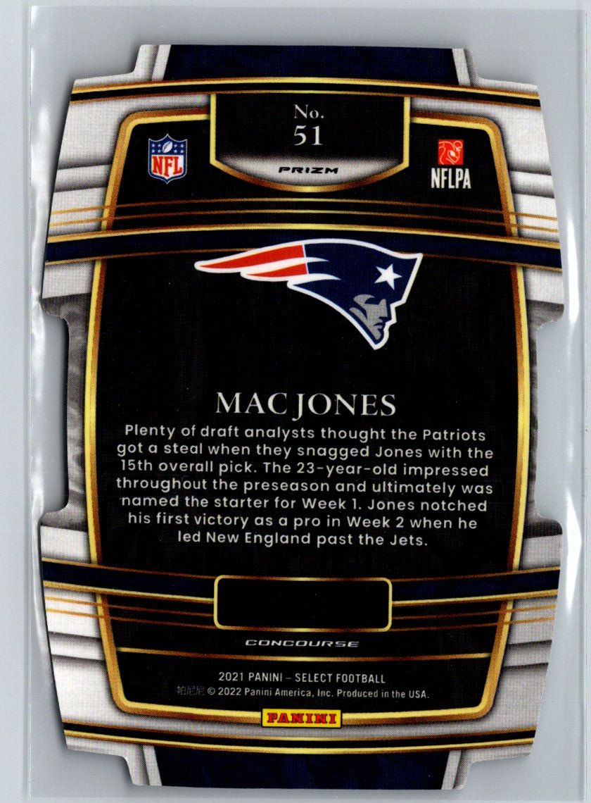 2021 Panini Select #51 Mac Jones Red and Blue Prizm Die Cut P34