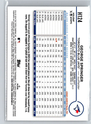 2024 Topps Holiday #H124 George Springer Holiday Tree P35