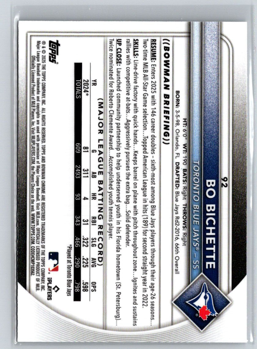 2025 Bowman #92 Bo Bichette Chrome Mojo Refractor P35