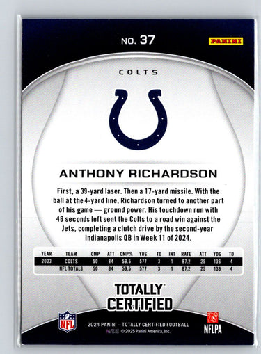 2024 Panini Totally Certified #37 Anthony Richardson P35