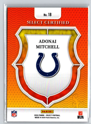 2024 Panini Select #18 Adonai Mitchell Select Certified Rookies P35