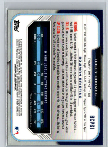 2015 Bowman #BCP61 Willy Adames Chrome Prospects P35