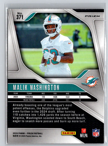 2024 Panini Prizm #371 Malik Washington Orange Disco Prizm P36