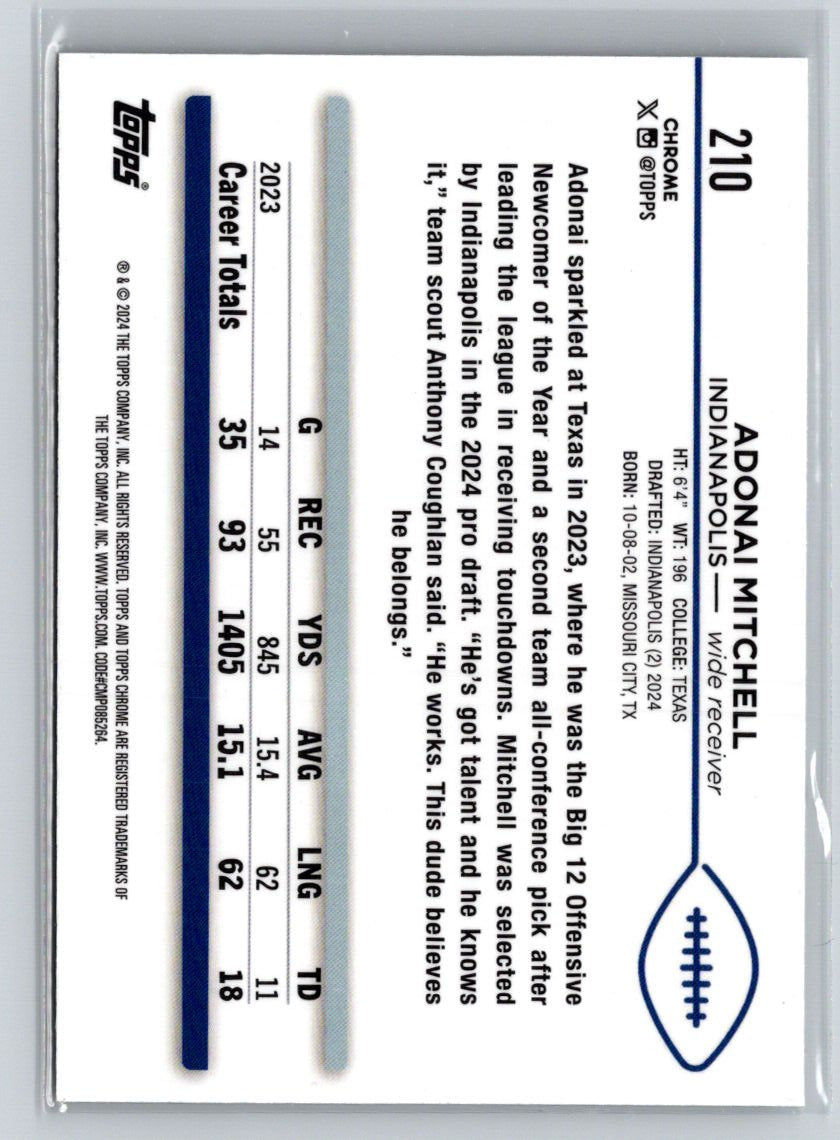 2024 Topps Chrome #210 Adonai Mitchell P36