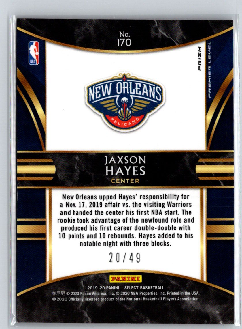 2019-20 Panini Select #170 Jaxson Hayes Disco Red Prizm #/49 P37