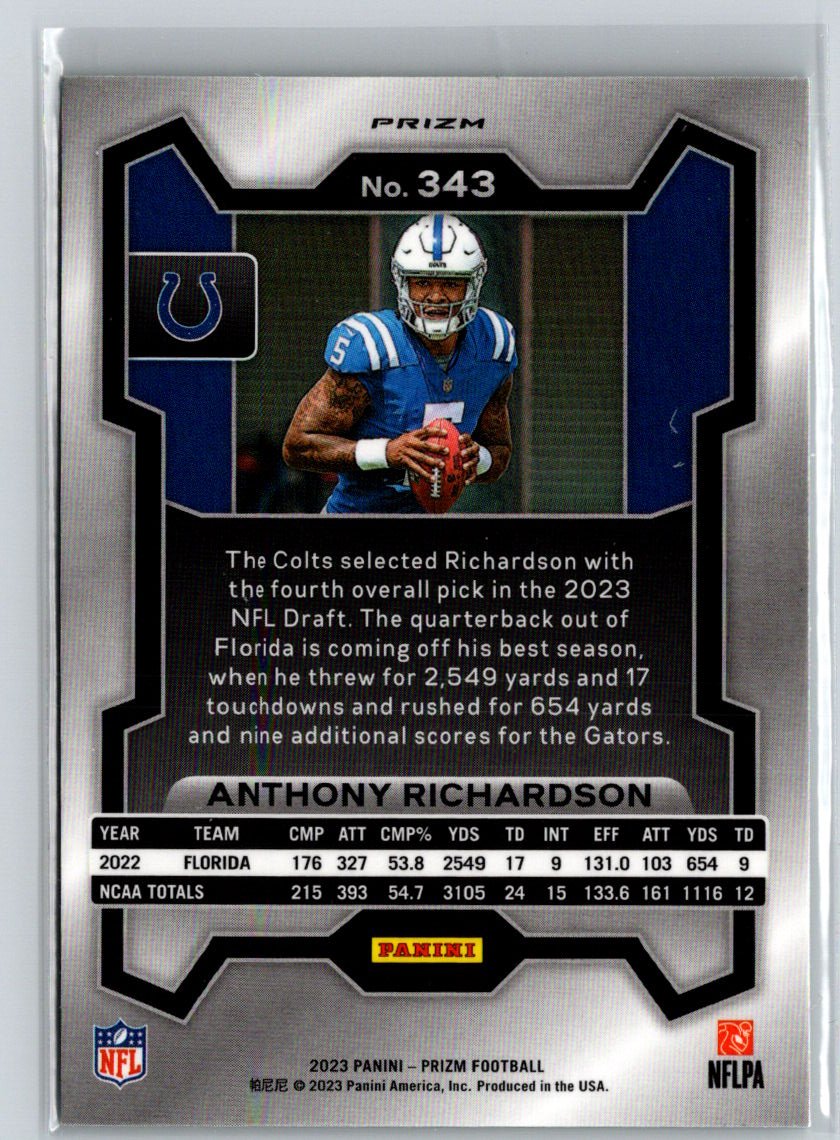 2023 Panini Prizm #343 Anthony Richardson Green Wave P37