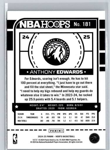 2024-25 Hoops #181 Anthony Edwards P37