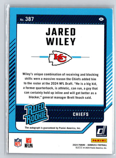 2024 Donruss #387 Jared Wiley Rated Rookies Autographs Purple #/150 P38
