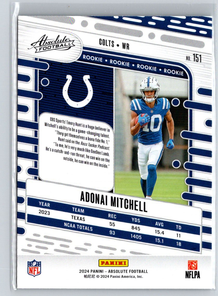 2024 Panini Absolute #151 Adonai Mitchell Retail P38