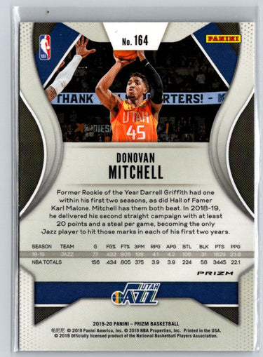 2019-20 Panini Prizm #164 Donovan Mitchell Prizms Blue Ice #/99 P39