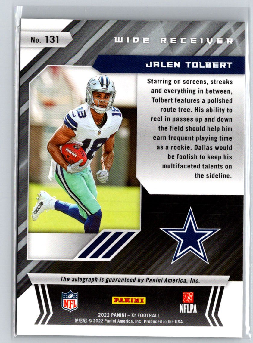 2022 Panini XR #131 Jalen Tolbert Rookies Autographs Orange #/49 P39