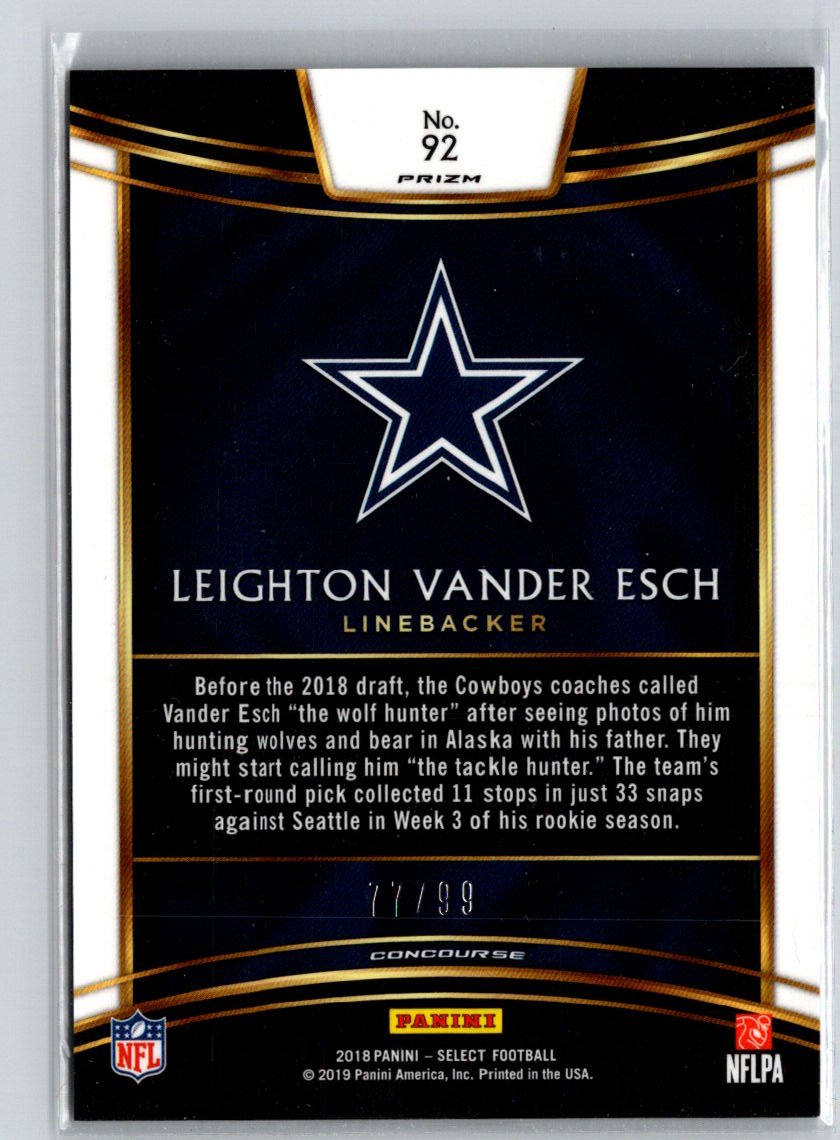 2018 Panini Select #92 Leighton Vander Esch Maroon Prizm #/99 P39