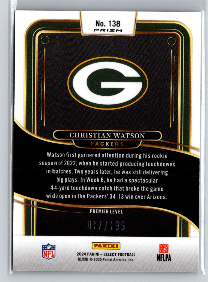 2024 Panini Select #138 Christian Watson Silver Prizm Die Cut P40