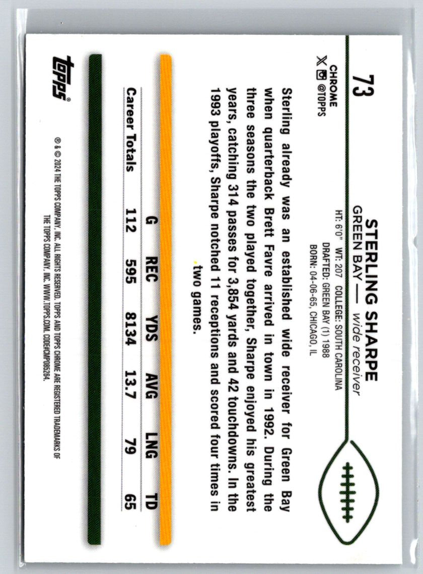 2024 Topps Chrome #73 Sterling Sharpe Green Refractor #/250 P40