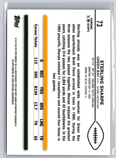 2024 Topps Chrome #73 Sterling Sharpe Green Refractor #/250 P40