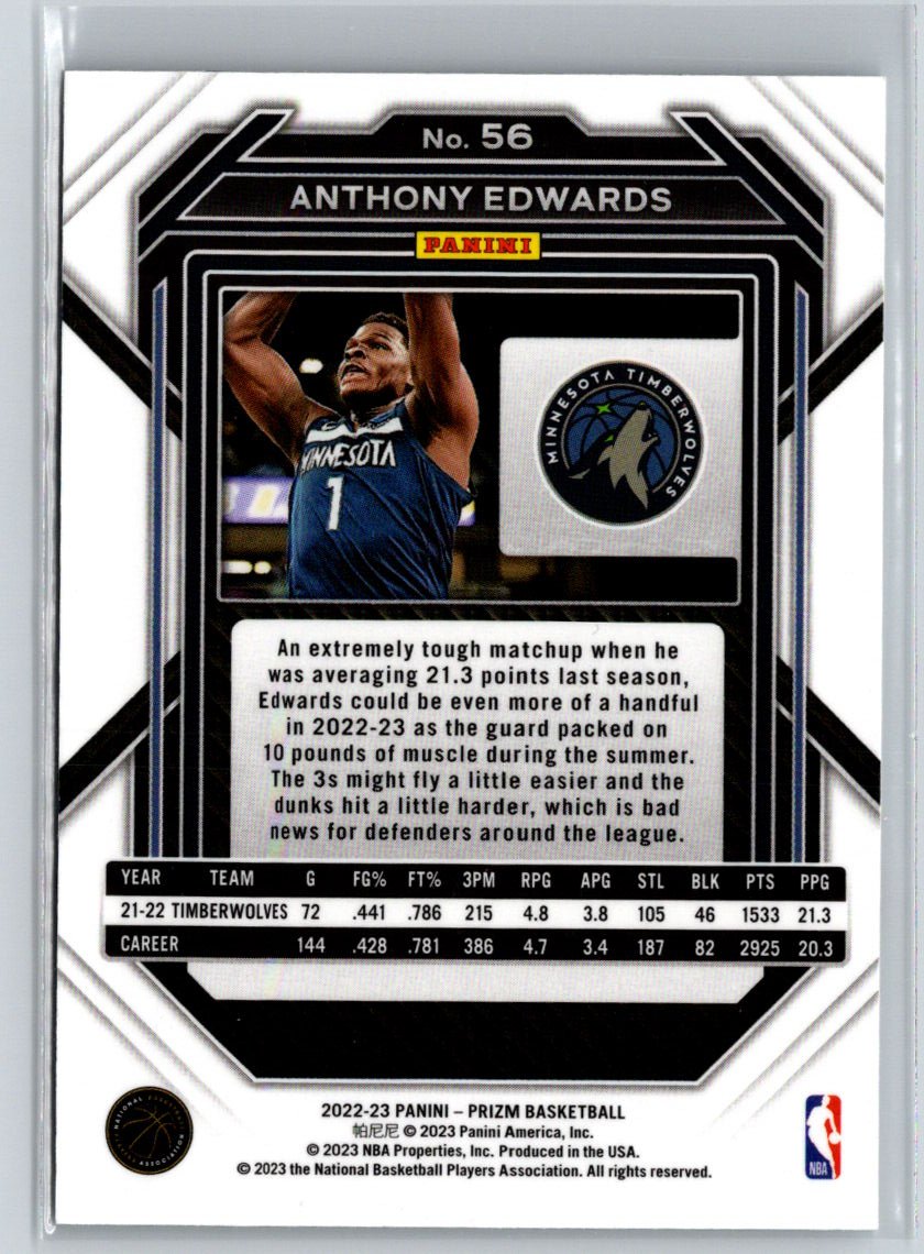 2022-23 Panini Prizm #56 Anthony Edwards P40