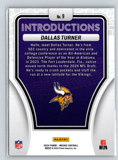 2024 Panini Mosaic #9 Dallas Turner Introductions P40