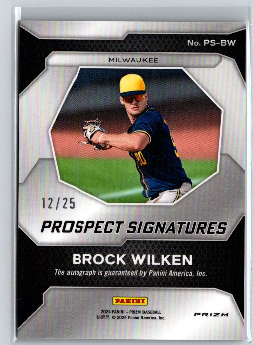 2024 Panini Prizm #PS-BW Brock WIlken Prospects Signatures Green /25 P41