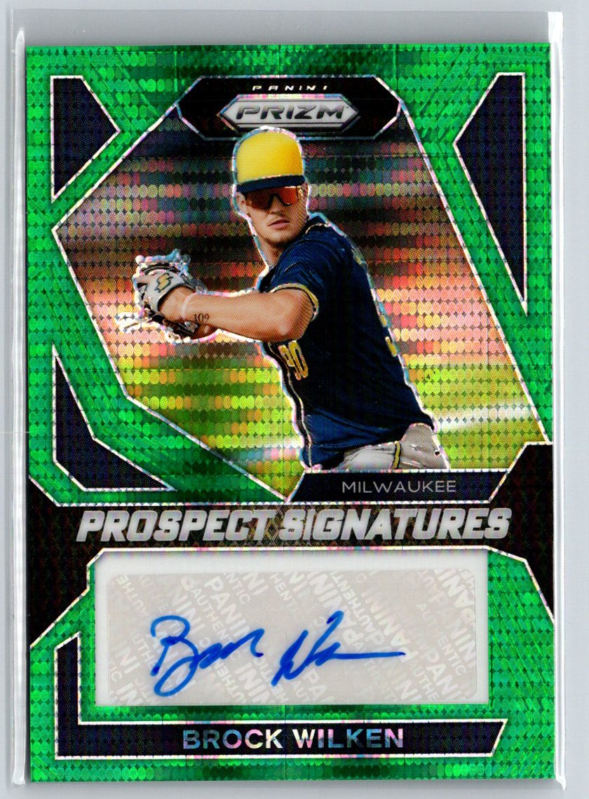 2024 Panini Prizm #PS-BW Brock WIlken Prospects Signatures Green /25 P41