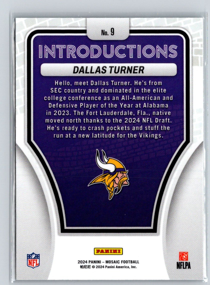 2024 Panini Mosaic #9 Dallas Turner Introductions Mosaic P41