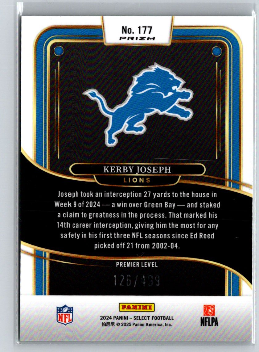 2024 Panini Select #177 Kerby Joseph Neon Green Prizm Shock #/499 P42