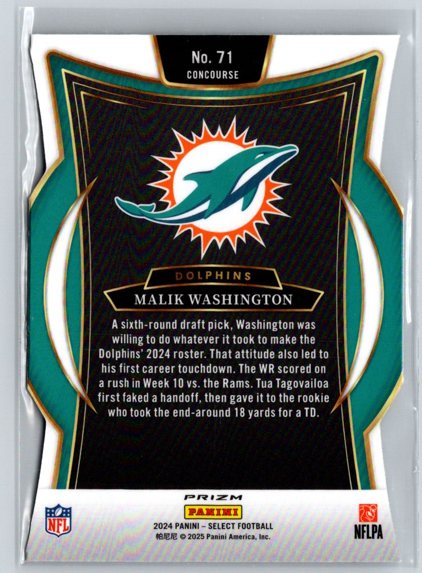 2024 Panini Select #71 Malik Washington Silver Prizm Die Cut P42