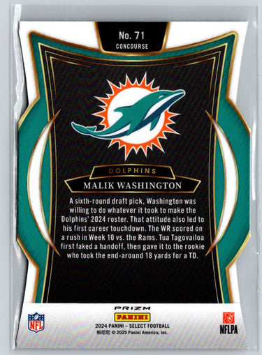 2024 Panini Select #71 Malik Washington Silver Prizm Die Cut P42