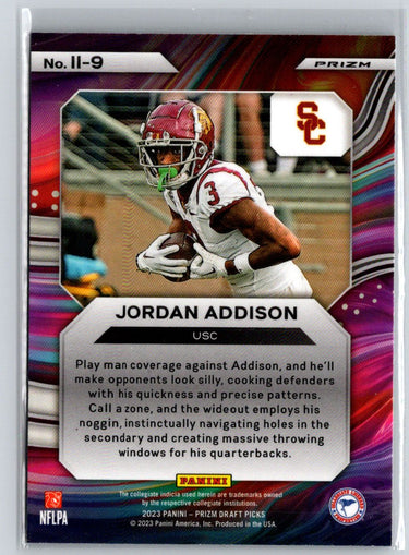 2023 Panini Prizm Draft Picks #II-9 Jordan Addison Instant Impact Green P43