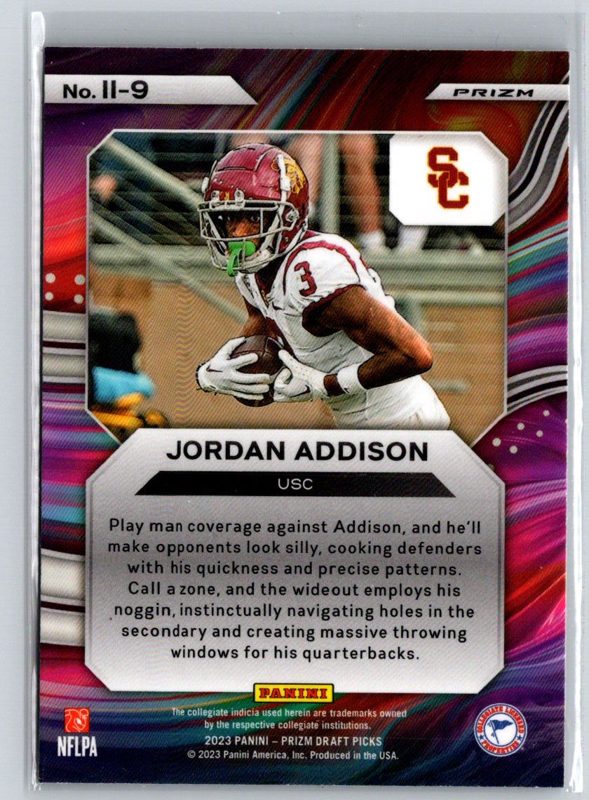 2023 Panini Prizm Draft Picks #II-9 Jordan Addison Instant Impact Green P43