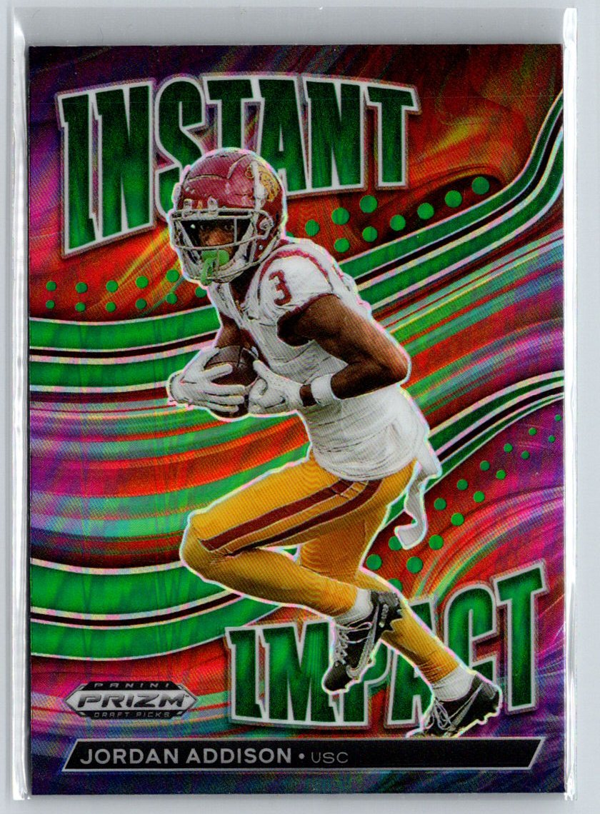 2023 Panini Prizm Draft Picks #II-9 Jordan Addison Instant Impact Green P43