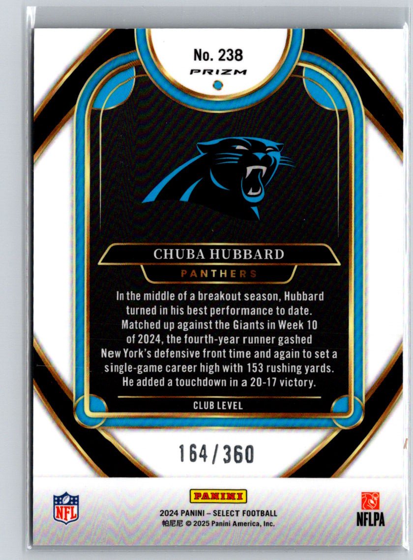 2024 Panini Select #238 Chuba Hubbard Purple Prizm Shock #/360 P44
