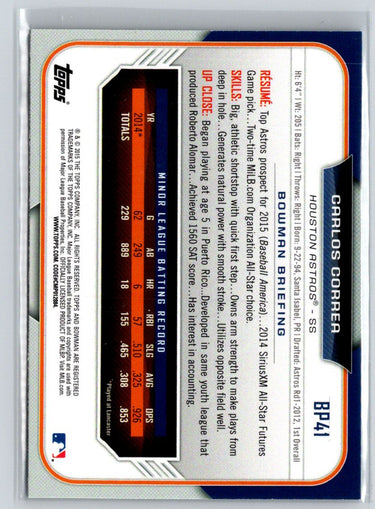 2015 Bowman #BP41 Carlos Correa Prospects P44