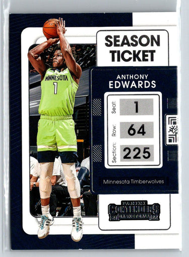 2021-22 Panini Contenders #5 Anthony Edwards Game Ticket Red P44