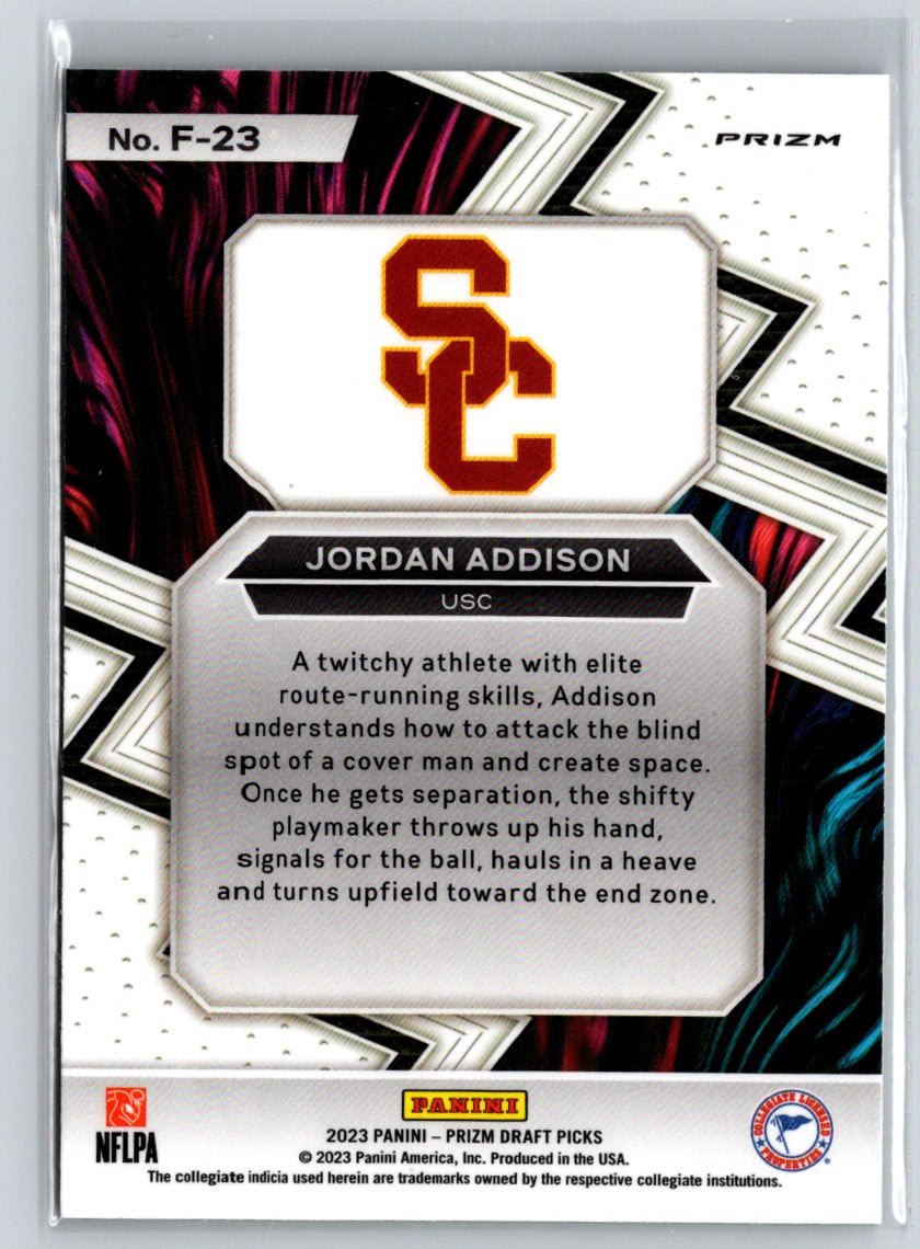 2023 Panini Prizm Draft Picks #F-23 Jordan Addison Fearless Green P44