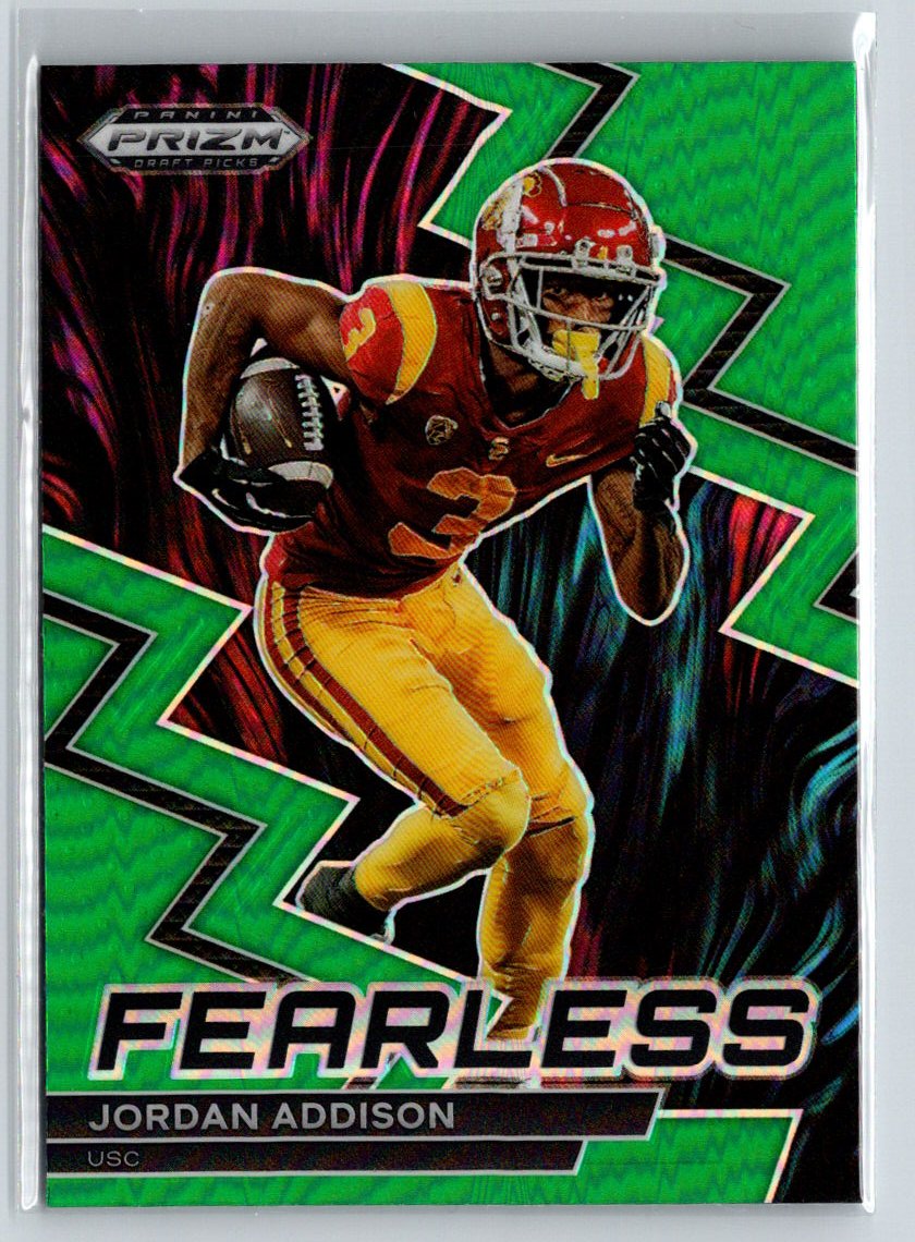 2023 Panini Prizm Draft Picks #F-23 Jordan Addison Fearless Green P44