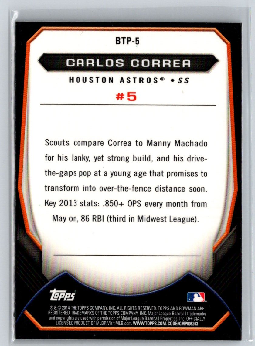 2014 Bowman #BTP-5 Carlos Correa Top 100 Prospects P45