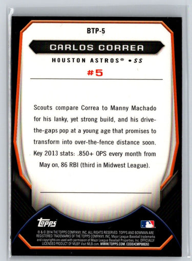 2014 Bowman #BTP-5 Carlos Correa Top 100 Prospects P45