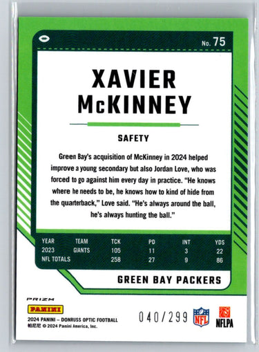 2024 Donruss Optic #75 Xavier McKinney Aqua #/299 P45