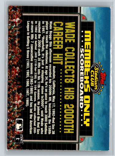 1992 Stadium Club Members Only #NNO Wade Boggs P46