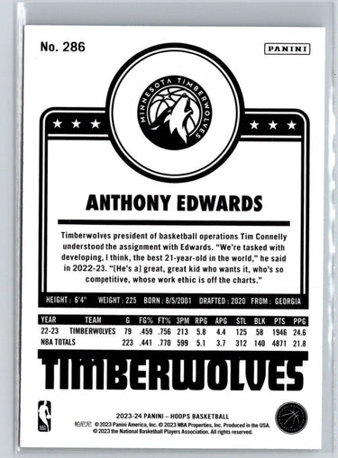 2023-24 Hoops #286 Anthony Edwards P47